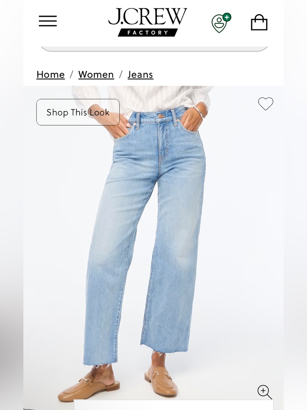 J. Crew Factory Light Blue Wide-Leg Jeans cropped